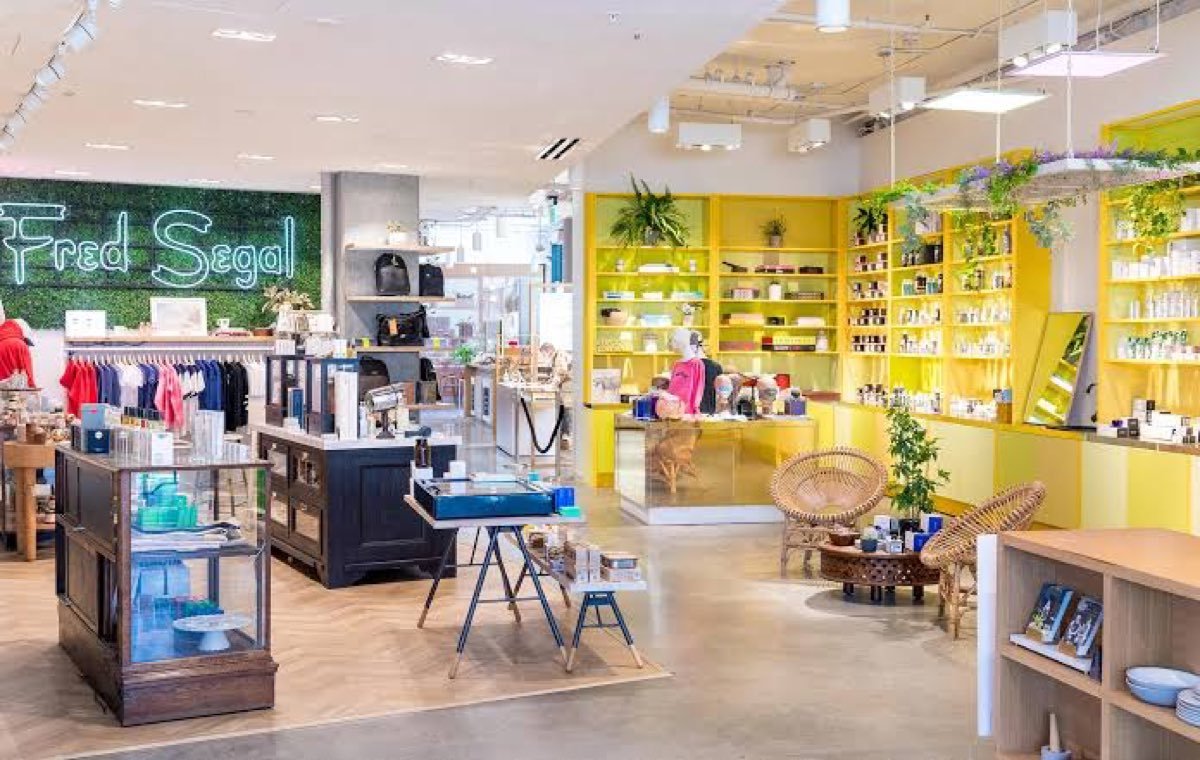 The interior of a curated concept store with rotating designer displays.